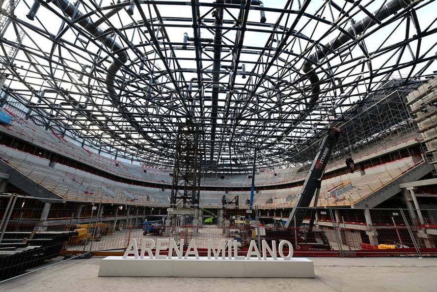 FILE PHOTO: The construction site of the PalaItalia Santa Giulia ice hockey arena ahead of the Milano Cortina 2026 Winter Olympic Games, in Milan
