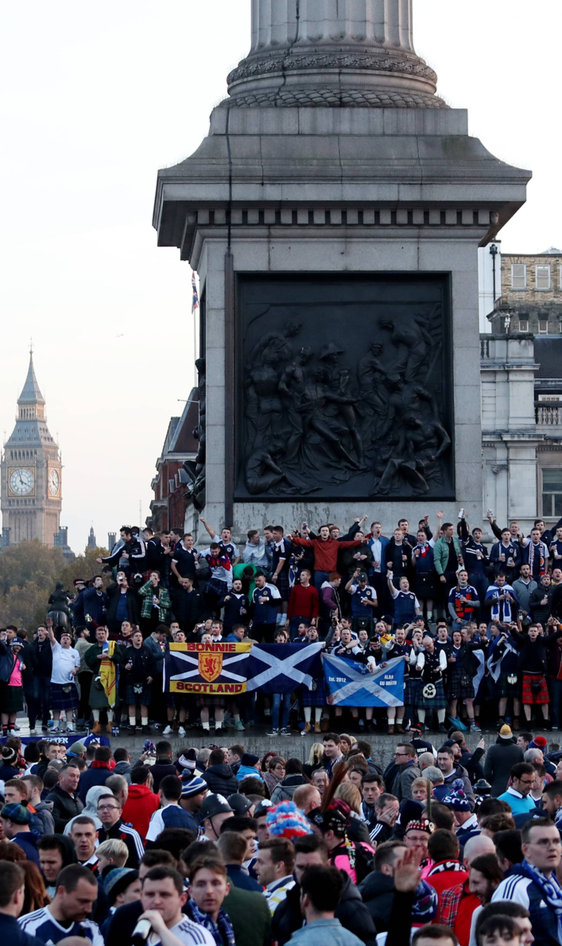 General view of Scotland fans in Trafalgar Square