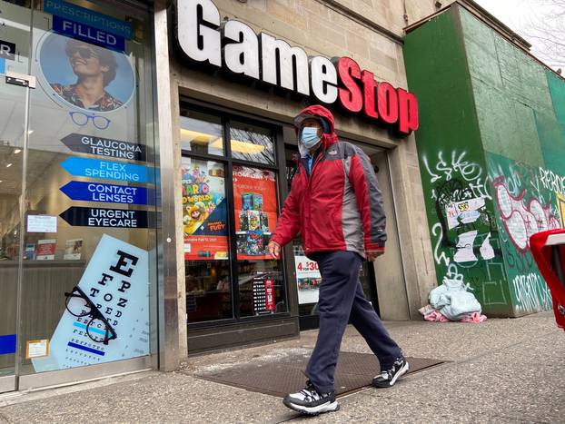 A GameStop store is seen in the Jackson Heights neighborhood of New York City