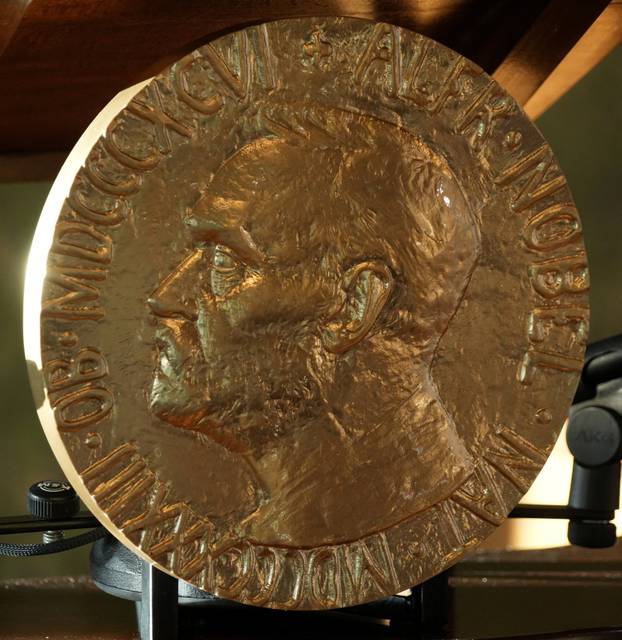 A replica of the Nobel Peace Medal is placed at the Norwegian Nobel Institute in Oslo