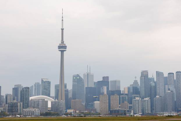 A small plane takes off from Billy Bishop Toronto City Airport in Toronto