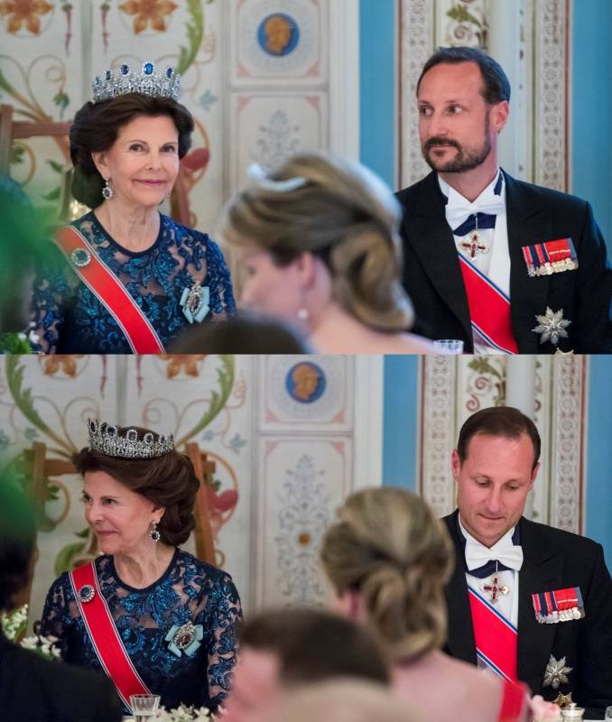A combination picture shows Norway's Crown Prince Haakon before and after he shaved off his beard as part of the entertainment during King Harald's and Queen Sonja's joint 80th birthday celebrations at the Royal Palace in Oslo, Norwa