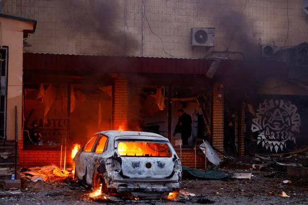 Aftermath of a Russian missile and drone attack, in Kyiv