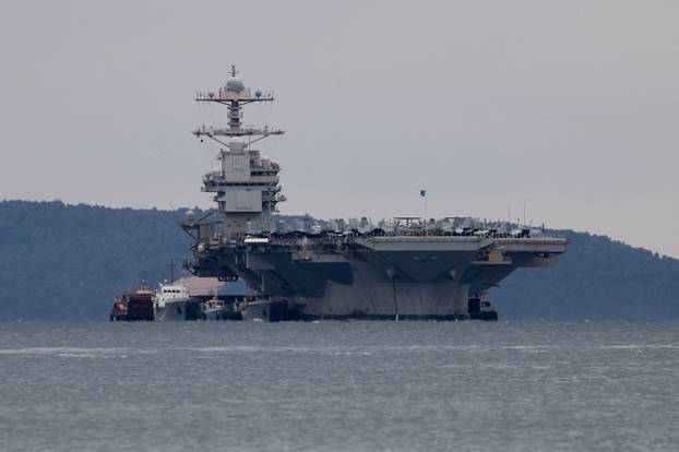 U.S. aircraft carrier "Gerald R. Ford" holds position in front of Split, Croatia, in the Adriatic Sea