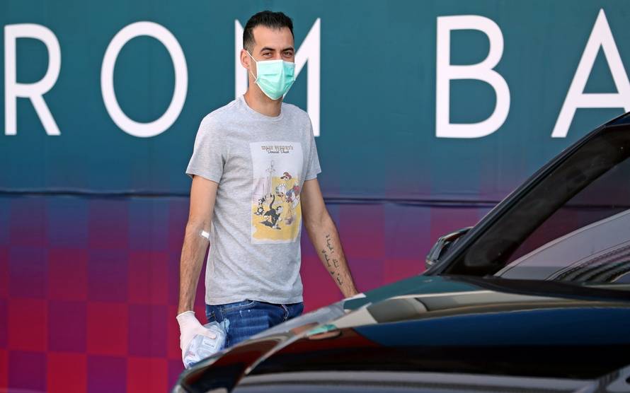 FC Barcelona players at Ciutat Esportiva Joan Gamper training ground for COVID-19 tests