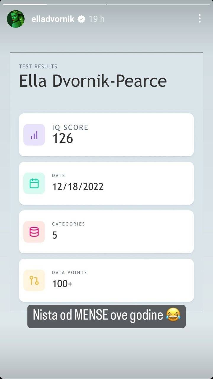 Ella Dvornik otkrila koliki joj je IQ: 'Ništa od mense ove godine'