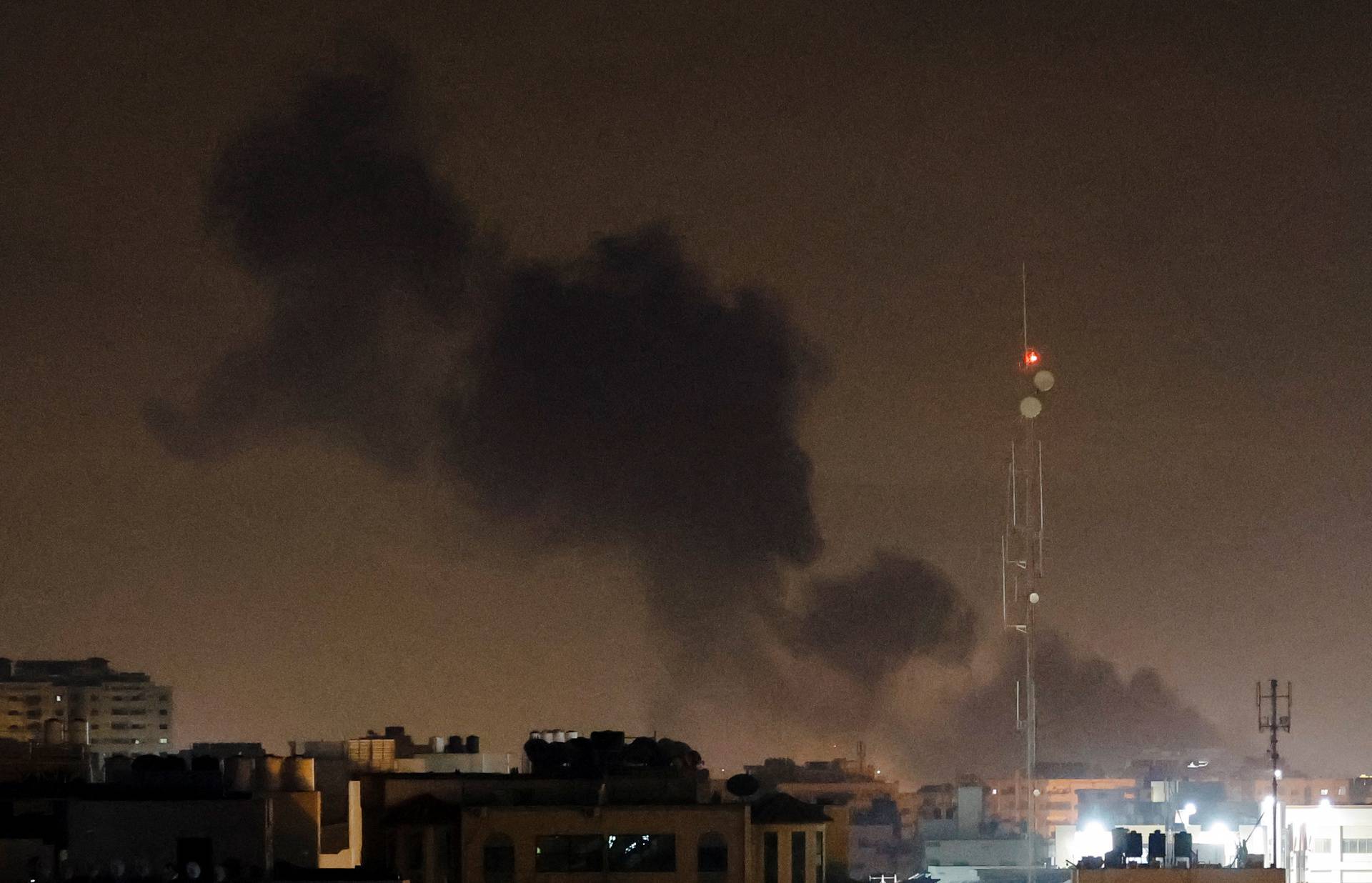 Smoke rises during Israeli airstrikes in Gaza City