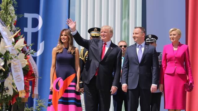 U.S. President Donald Trump gives a public speech at Krasinski Square in Warsaw