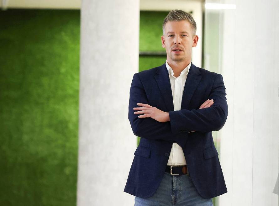 Magyar leader of opposition TISZA party poses for a picture in Budapest