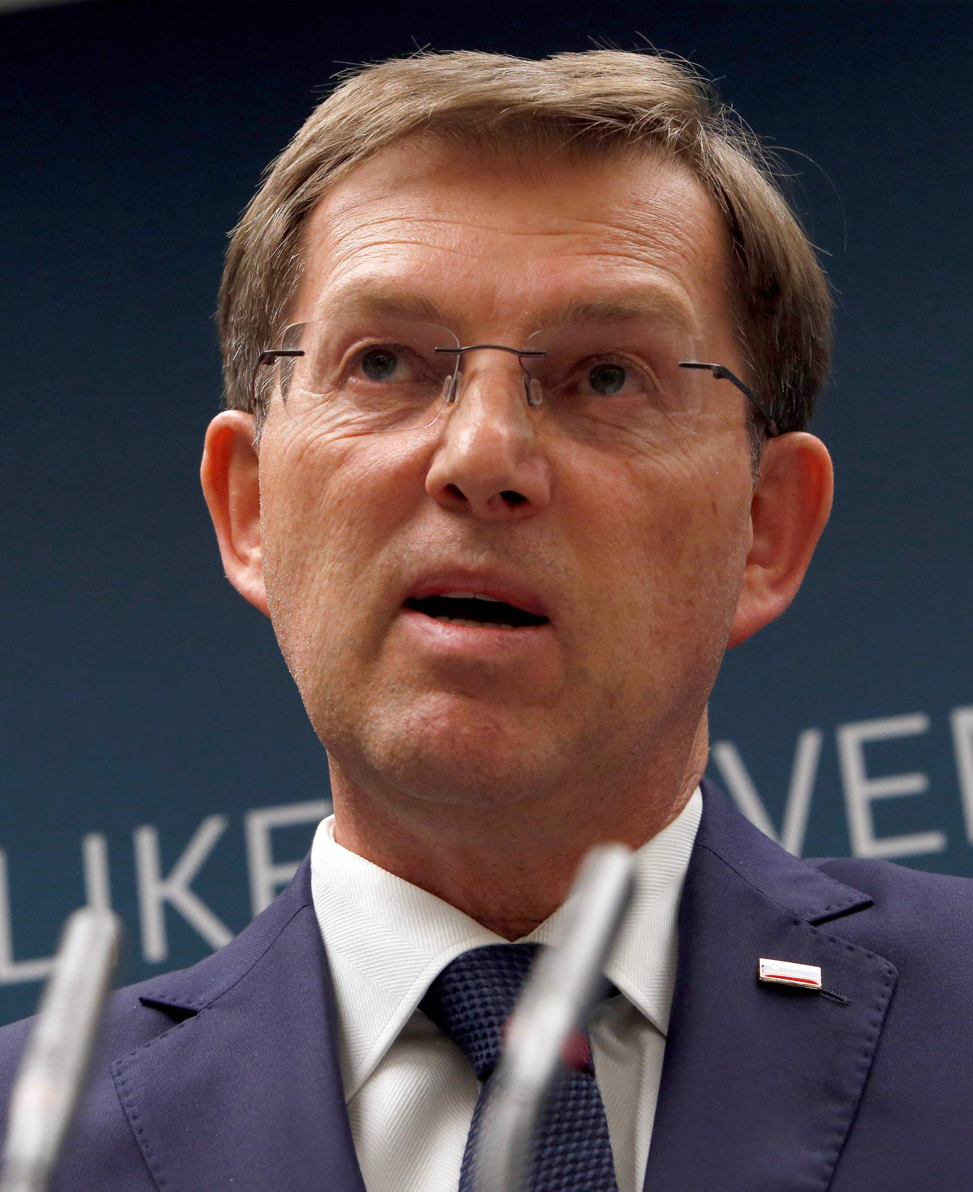 Miro Cerar, Slovenia's Prime Minister speaks during a news conference announcing his resignation in Ljubljana