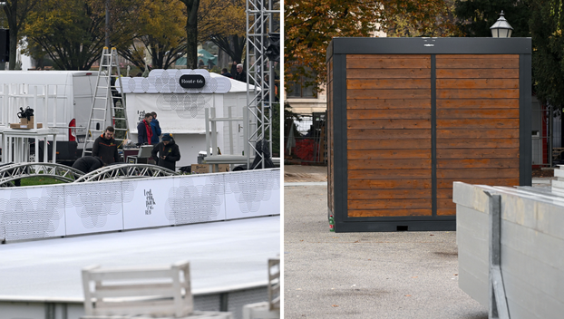 FOTO: Advent stiže! Kućice se postavljaju Strossu, ledeni park niče na Tomislavcu...