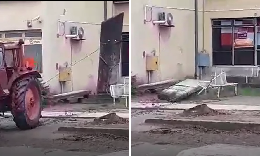 VIDEO Traktorom kod Vukovara srušili su partizanski spomenik