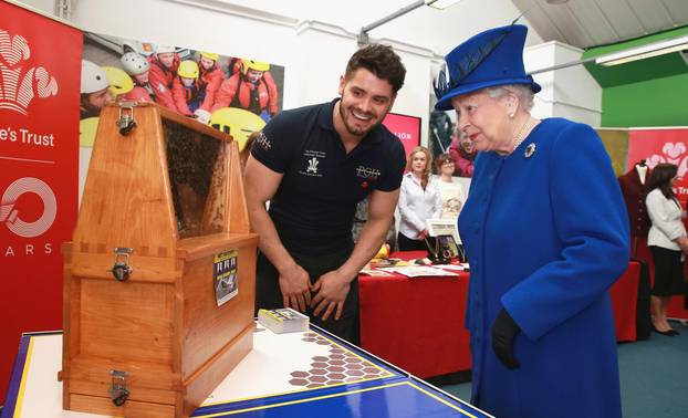 Queen Elizabeth II is shown the Queen Bee in a swarm of 30,000 by Peter Higgs of PGH Pest Control (a Prince's Trust Award Winner) during her visit to mark the 40th Anniversary of the Prince's Trust in Kennington