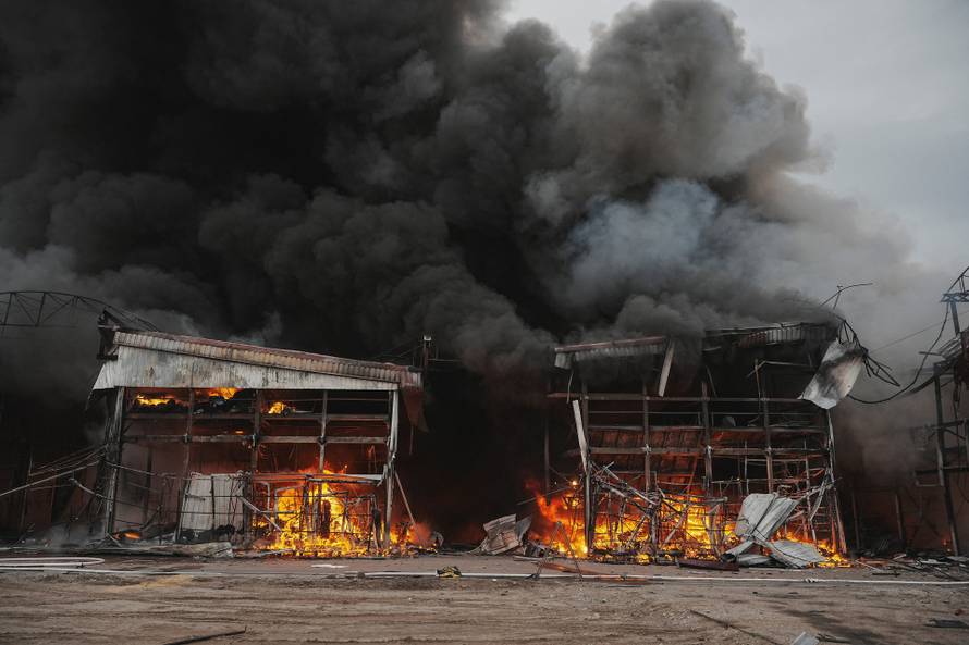 Aftermath of a Russian drone strike in Kharkiv