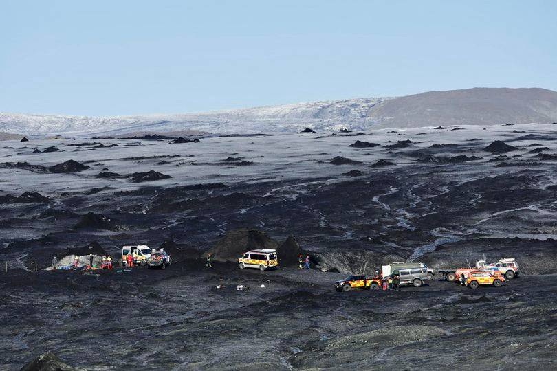 Rescue operation after ice cave collapse on Breidamerkurjokull glacier