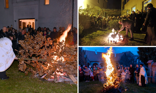 FOTO Pravoslavni vjernici diljem Hrvatske dočekuju Božić uz tradicionalno paljenje badnjaka