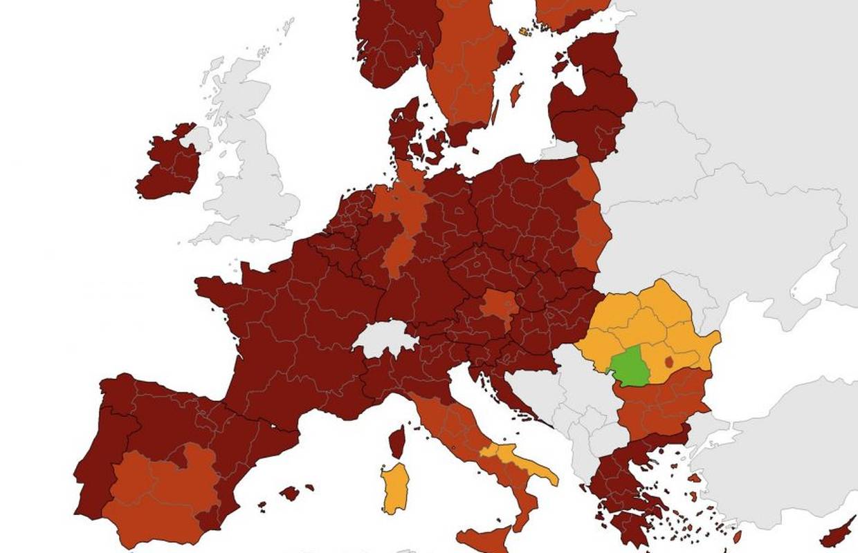 Hrvatska i veći dio Europe još u tamnocrvenom na koronakarti
