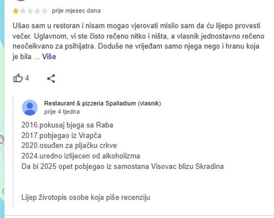 Ugostitelj iz Dalmacije  žestoko vrijeđao goste: 'Dijete povraća od pomisli da ste mu vi roditelji'