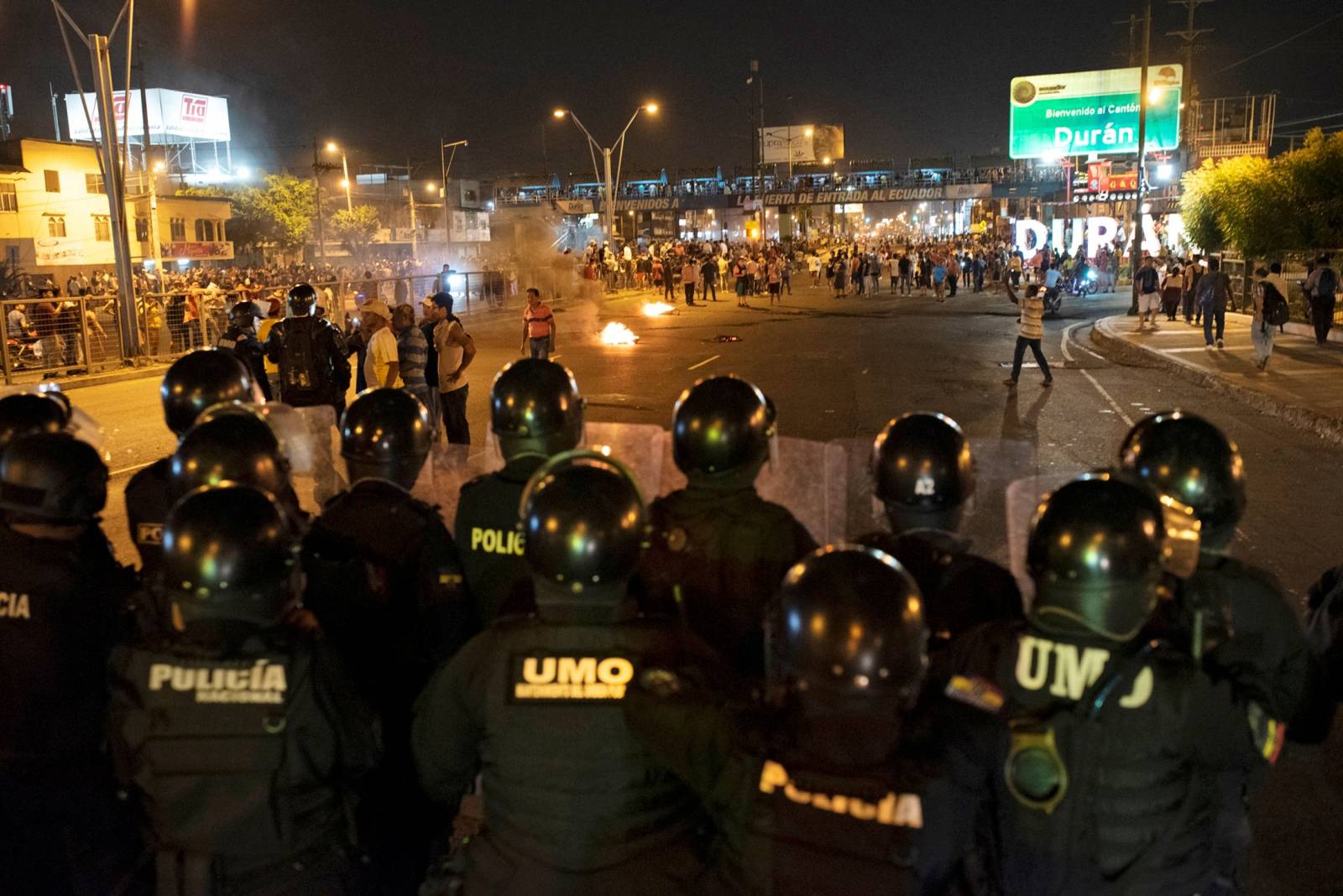 Protests against Ecuador's President Lenin Moreno's austerity measures, in Duran