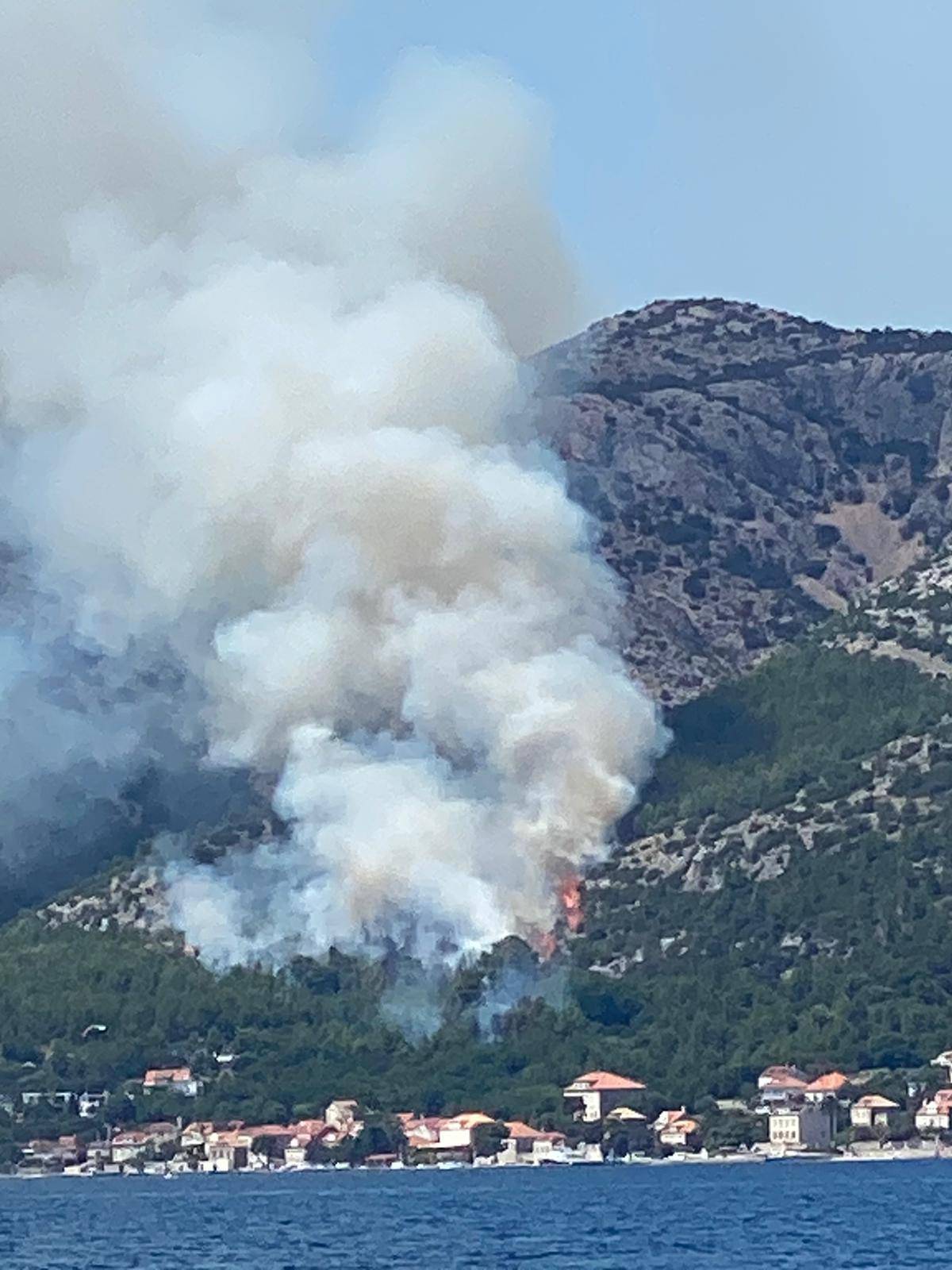 Gori na Pelješcu: Tri kanadera gase požar, turisti u panici