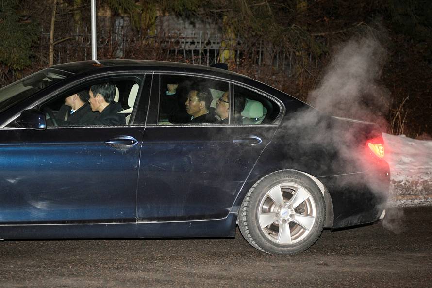 North Korea's Foreign Minister Ri Yong Ho and his delegation arrive at North Korean embassy in Stockholm