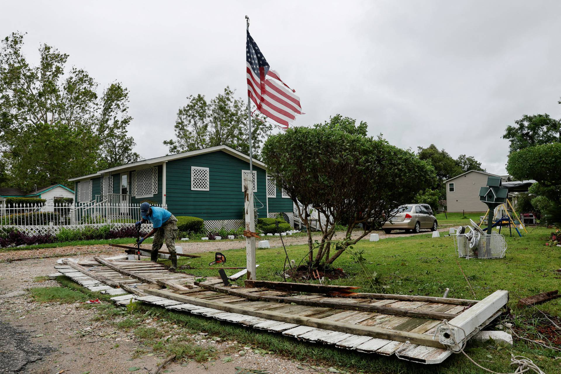 Aftermath of Hurricane Beryl, in Wharton