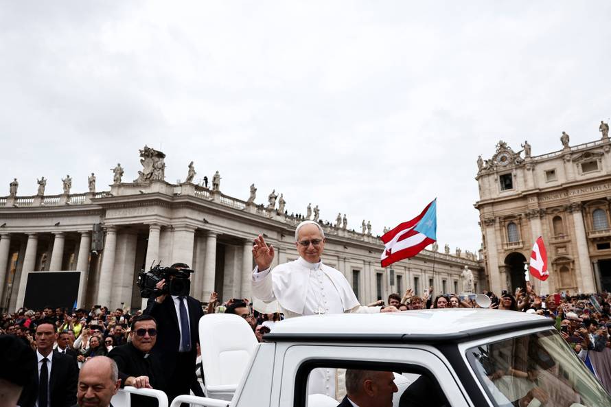 Pope Leo XIV holds his first general audience in St. Peter's Square at the Vatican