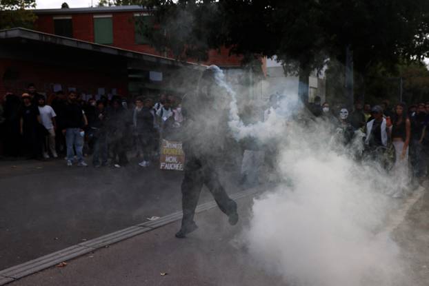 French high school students protest in France