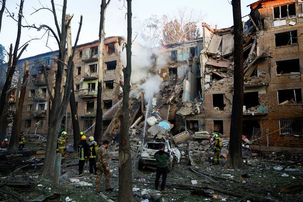 Aftermath of a Russian drone and missile attack in Kyiv