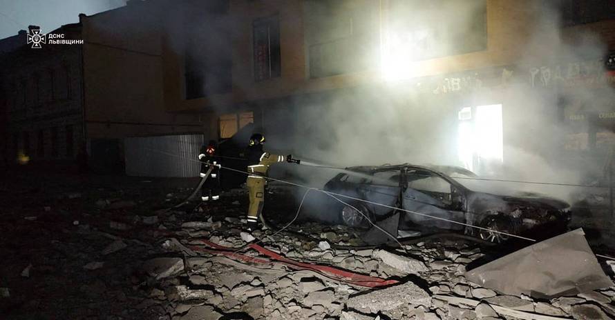 Aftermath of a Russian drone and missile attack in Lviv