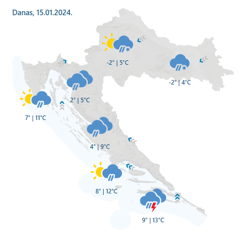 Danas malo kiše pa - snijeg, alarm su upalili za dvije regije