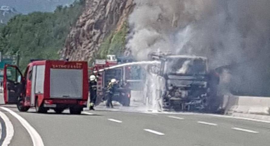 Video: Autobus je izgorio kod Rijeke, požar se širio i na šumu