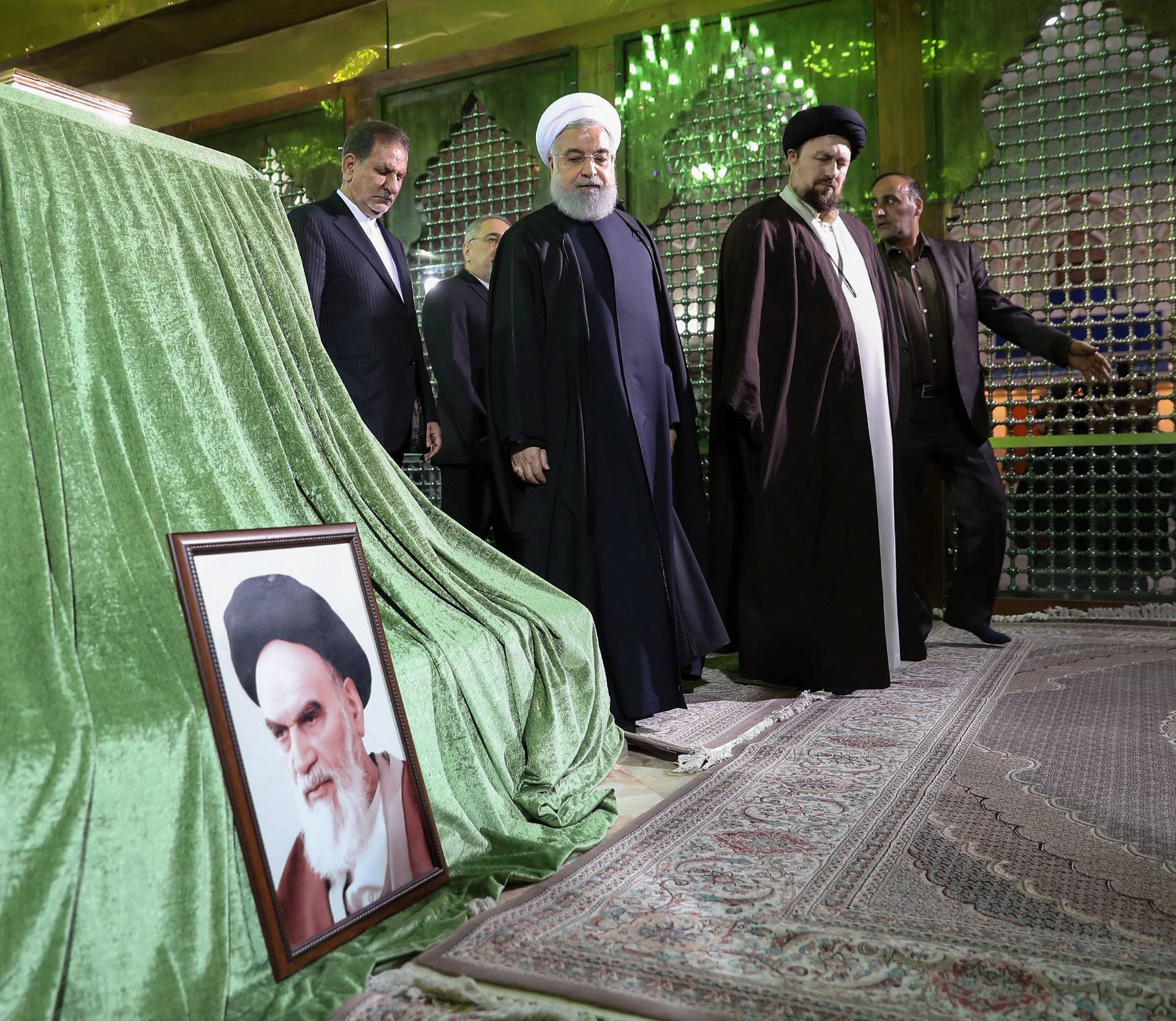 Iran's President Hassan Rouhani visits the shrine of the founder of the Islamic Republic, Ayatollah Ruhollah Khomeini, south of Tehran