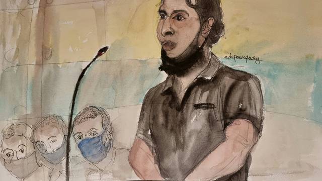 Sketches show Paris' November 2015 attacks suspect during trial at Paris courthouse