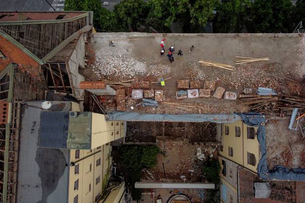 Zagreb: Pogled iz zraka na mjesto gdje se urušio dio zgrade u Klaićevoj ulici 