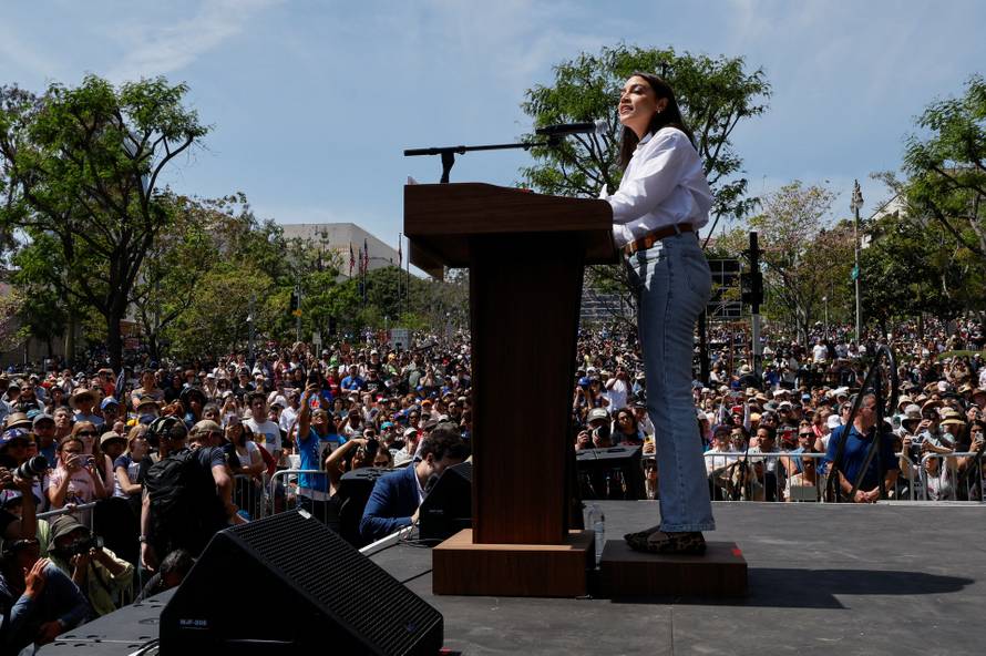 U.S. Sen. Sanders and U.S. Rep. Ocasio-Cortez hold a rally in Los Angeles