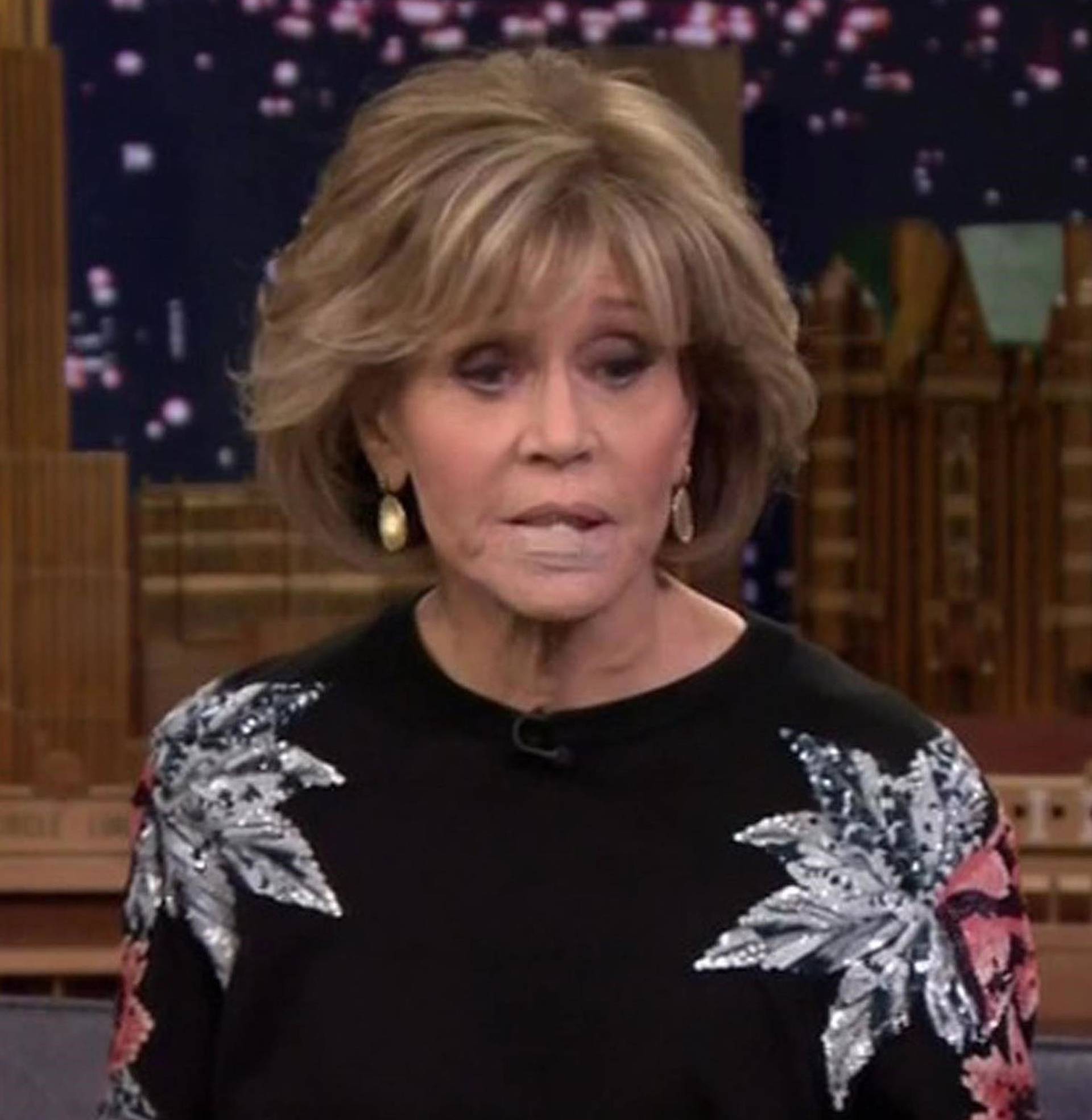 Jane Fonda wears bandage on her face for Tonight Show interview as she reveals she had cancerous growth removed from her lower lip