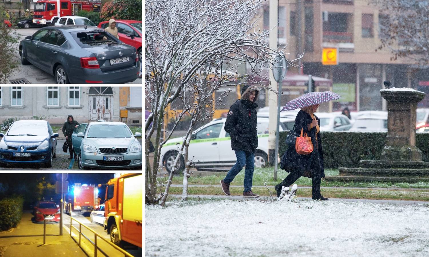 Jak vjetar odsjekao Pag, snijeg pada u Osijeku i iznad Splita...