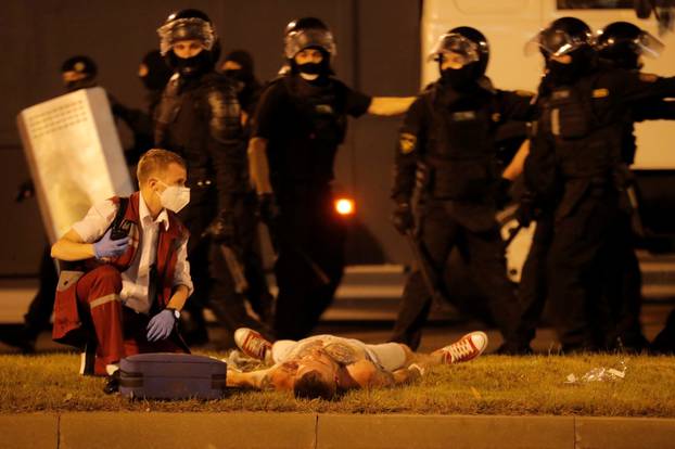 Clashes between law enforcement officers and opposition supporters after presidential election in Minsk