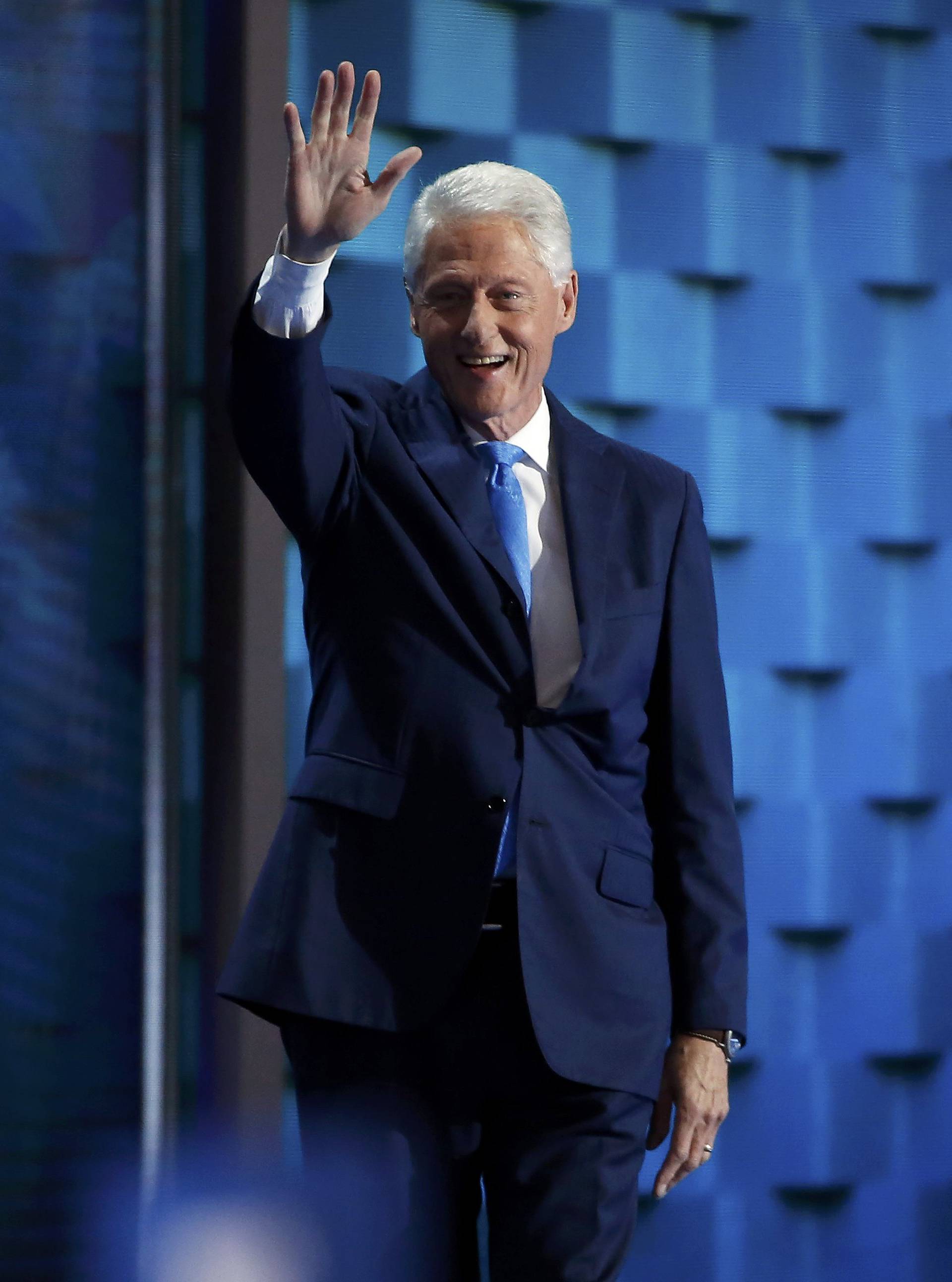 Bill Clinton takes the stage during the Democratic National Convention in Philadelphia