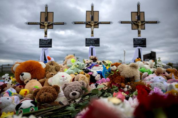 Funeral of the Tamara, Stanislav and Roman Martyniuk who were killed in a Russian missile strike in Korostyshiv