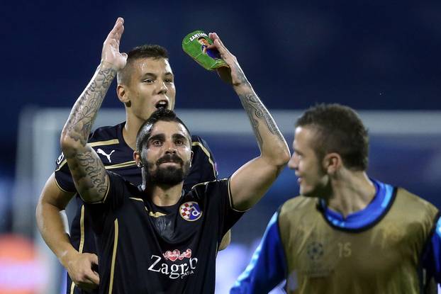 Zagreb: Slavlje Dinama nakon pobjede Arsenala u 1. kolu Lige prvaka