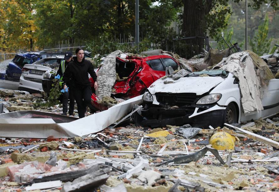 Aftermath of a Russian drone strike in Kyiv