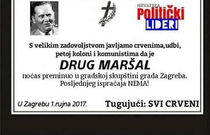 "Drug maršal je preminuo, a posljednjeg ispraćaja nema!"