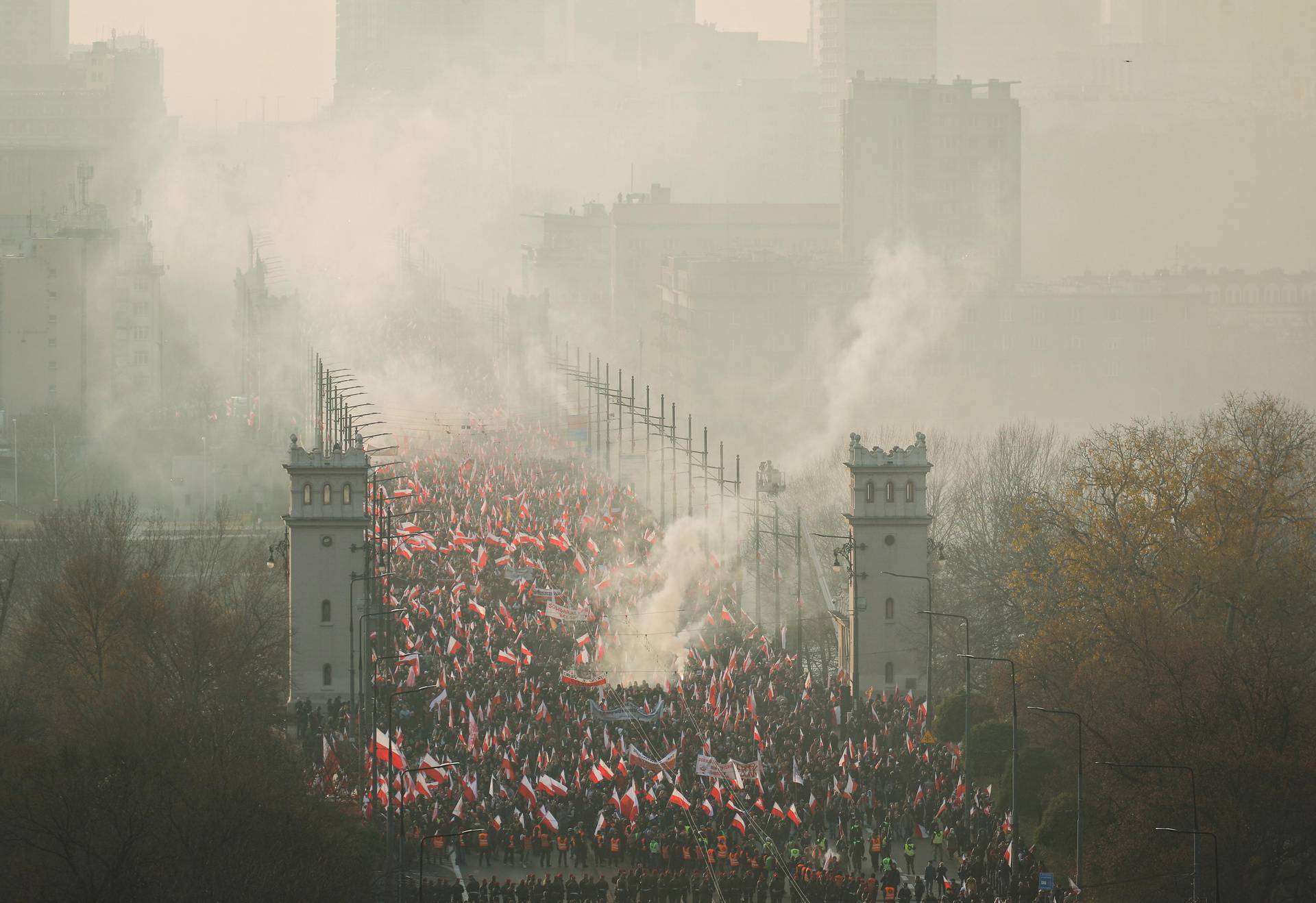 People mark the National Independence Day in Warsaw