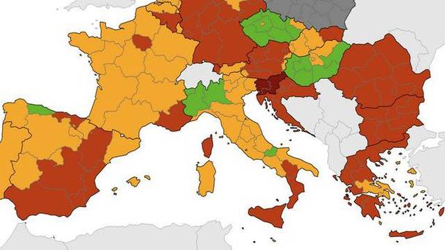 Stigla nova korona karta: Hrvatska opet crvena, Slovenija stoji najgore u cijeloj Europi