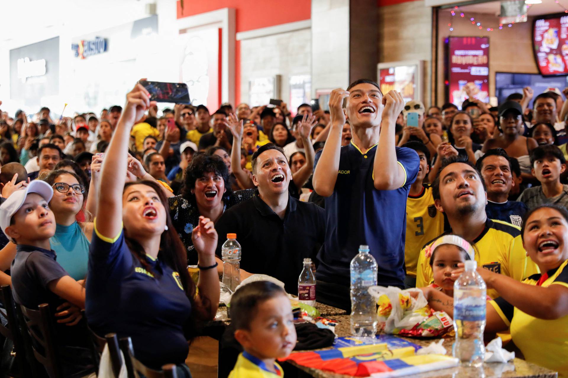 Fans watch the open match Qatar v Ecuador during the FIFA World Cup Qatar 2022 in Ibarra, Ecuador