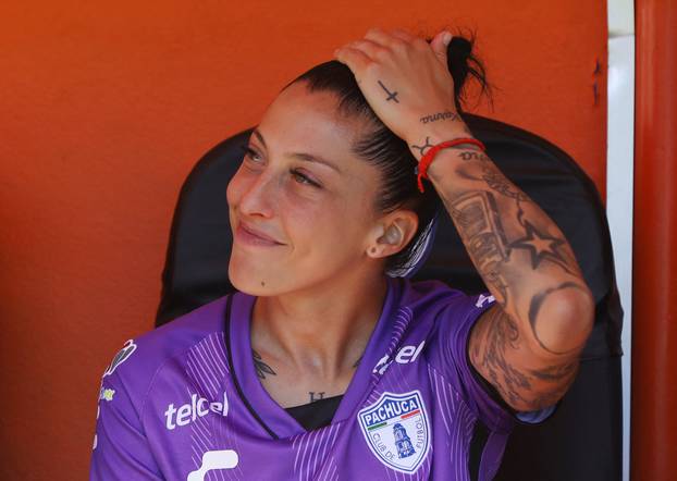 Pachuca's Jennifer Hermoso receives a tribute after winning the Women's World Cup