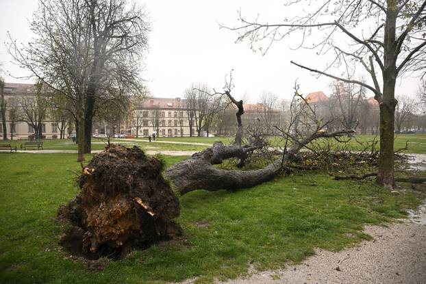 Zagreb: Olujni vjetar rušio bicikle i skele 