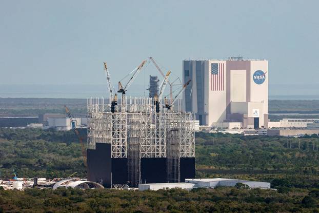 The Starship Gigabay under construction at the Kennedy Space Center in Cape Canaveral, Florida